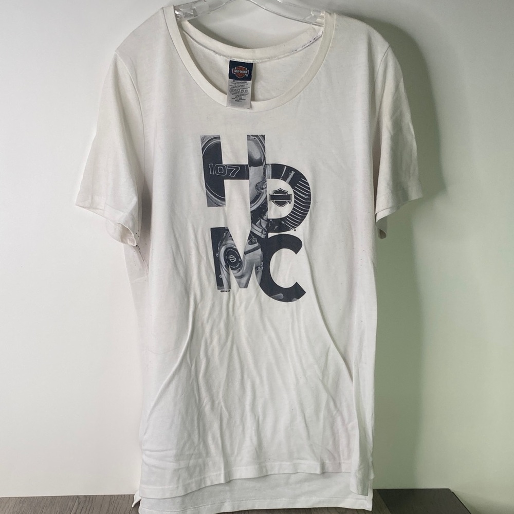 Harley-Davidson White Short Sleeve Tee Womens Large - Piling/USED - 1234